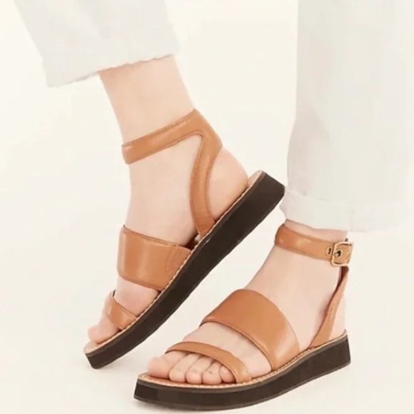 NWT JCREW Mallorca Leather platform double-strap sandals - Picture 1 of 3